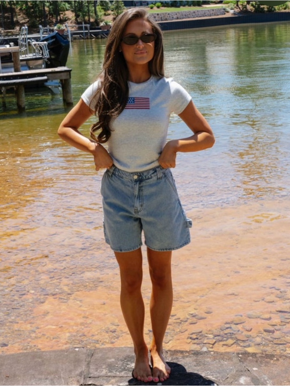 High-Waist Light Blue Denim Shorts for Women - Picture 2 of 3